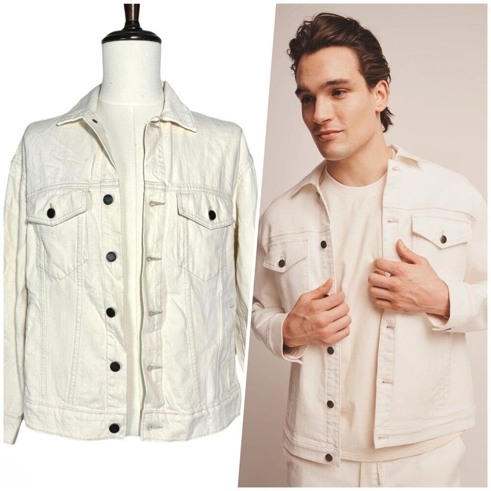 Banana Republic | Men | Ecru Ivory Relaxed Classic Denim Trucker Jacket | Small